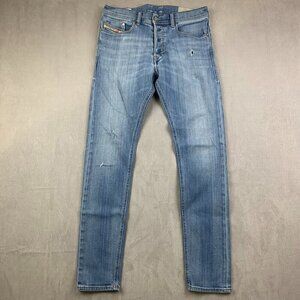 Diesel Mens Pants 30 Blue Distressed Jeans Tepphar Slim Carrot Light Wash 30x32